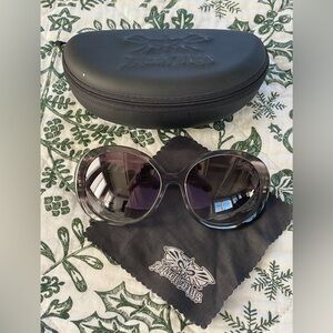 BLACK FLYS SHINY FLY GIRLS GRAY TORTOISE LARGE OVERSIZED ROUND FRAME SMOKE LENS